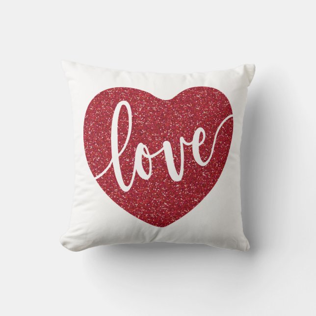 Coussin Coeur d'amour Parties scintillant rouge | Saint Va (Recto)