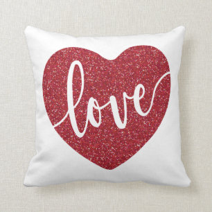 Coussin Coeur d'amour Parties scintillant rouge   Saint Va