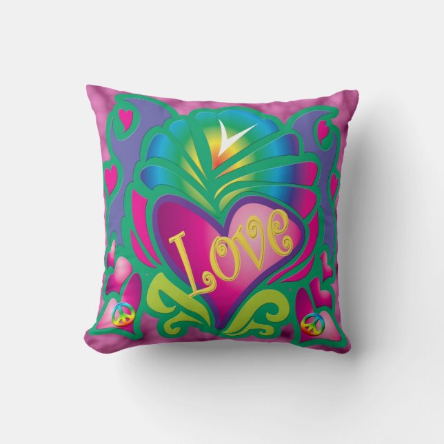 Coussin Coeur d'amour pour la paix (Recto)