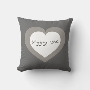 Coussin Coeur d'anniversaire d'argent
