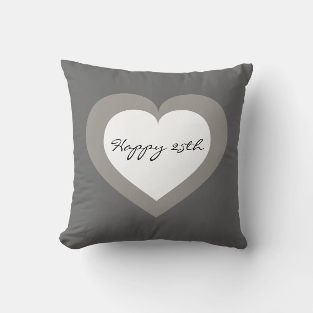 Coussin Coeur d'anniversaire d'argent (Recto)