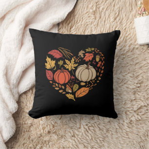 Coussin Coeur d'automne Cottagecore Coeur Citrouille Thank