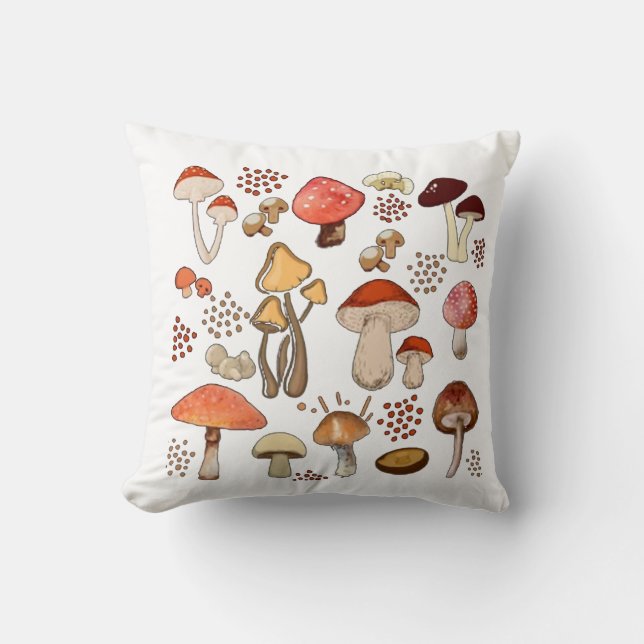Coussin Coeur de champignons, Champignons rétro, Vintage d (Recto)