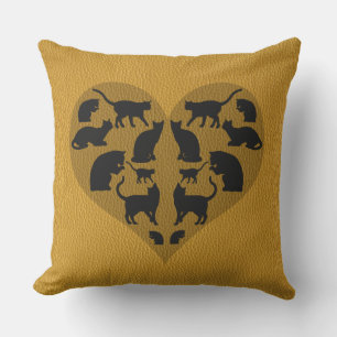 Coussin Coeur de chats noirs