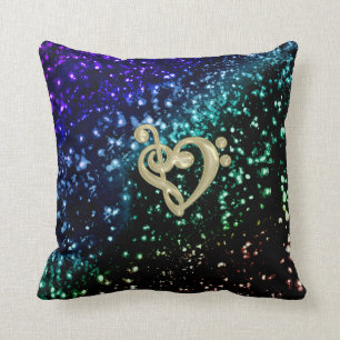 Coussin Coeur de clef de musique d'or de parties