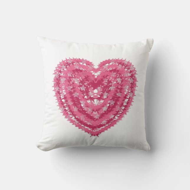 Coussin Cœur de confettis rose moderne | Art de la Saint-V (Recto)