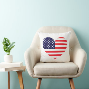 Coussin Cœur de drapeau américain