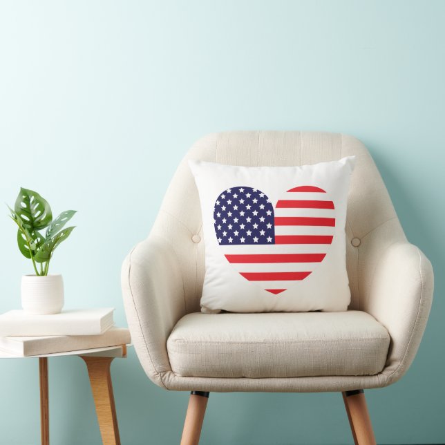 Coussin Cœur de drapeau américain (Chaise)