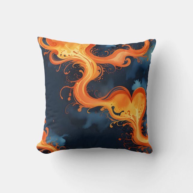 Coussin Cœur de Flammes Feu & Cieux  (Recto)