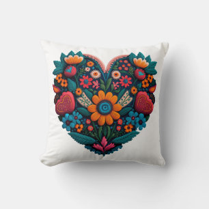 Coussin Cœur de fleurs inspiré de l'Ukraine