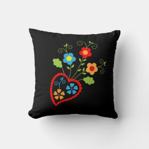 Coussin Coeur de floraison folklorique portugais