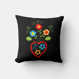 Coussin Coeur de floraison folklorique portugais