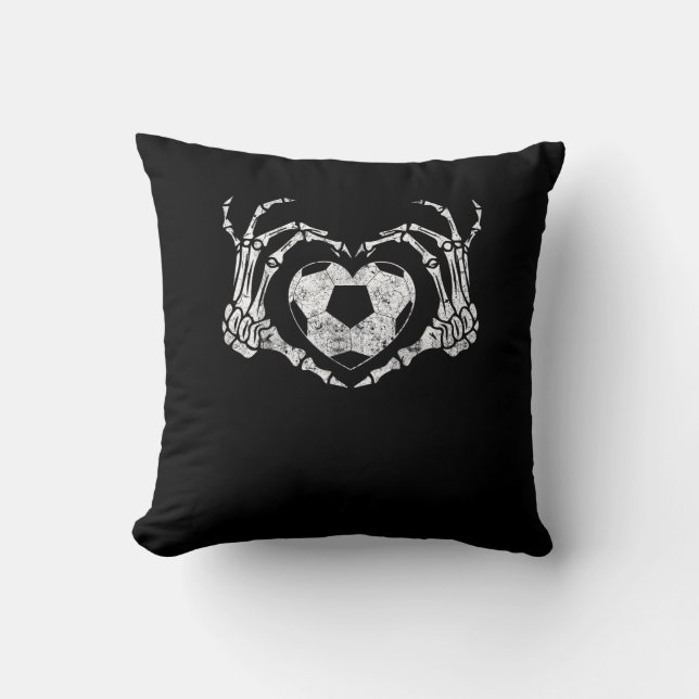 Coussin Coeur de football Squelette main Halloween Costume (Recto)