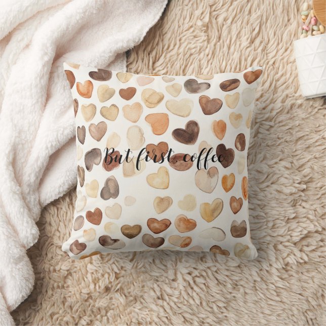 Coussin Cœur de grain de café d'abord (Couverture)
