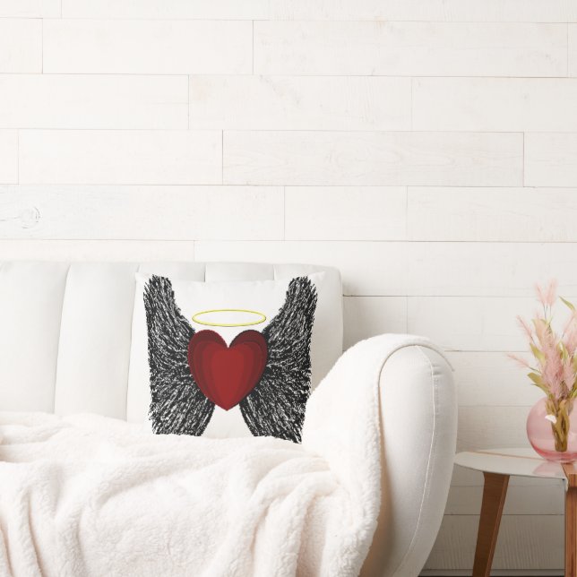 Coussin Cœur de halo à ailes noires  (Canapé)
