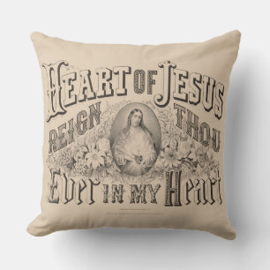Coussin Coeur de Jésus Religieux Vintage catholique