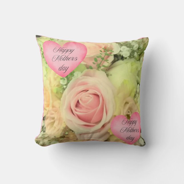Coussin Coeur de jour des mères rose Rose (Recto)