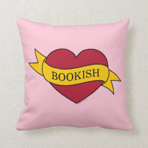 Coussin Coeur de livre rose ruban jaune