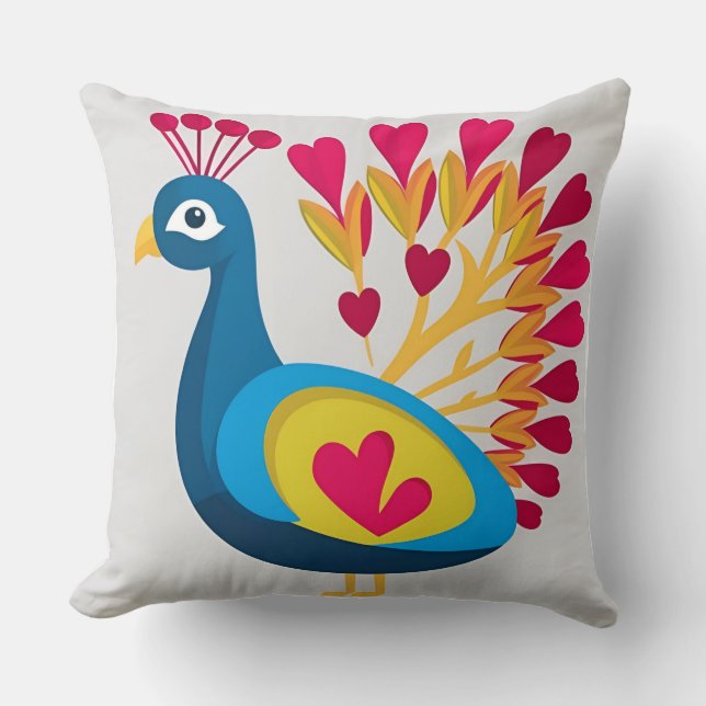 Coussin Coeur de paon vibrant : Salutation de la fête des  (Recto)