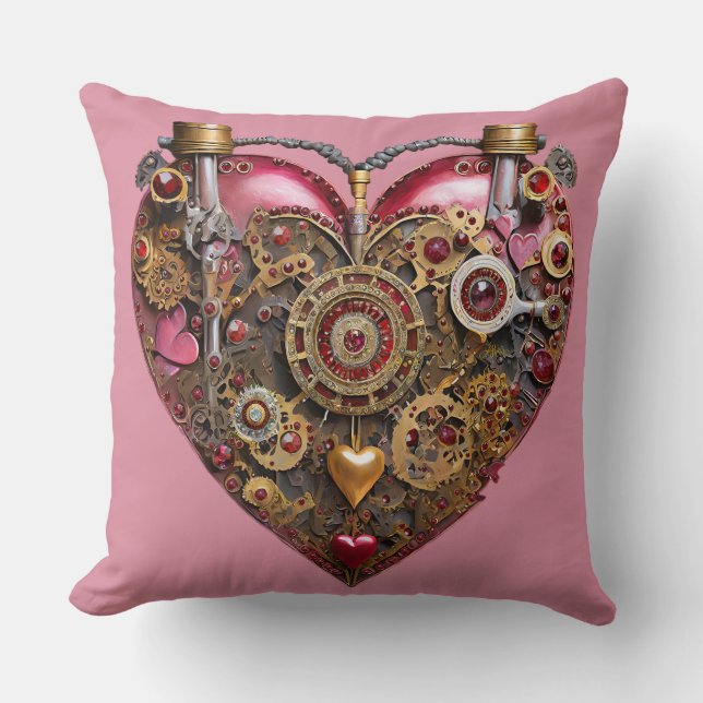 Coussin Cœur de Streampunk Rubis Saint-Valentin (Recto)