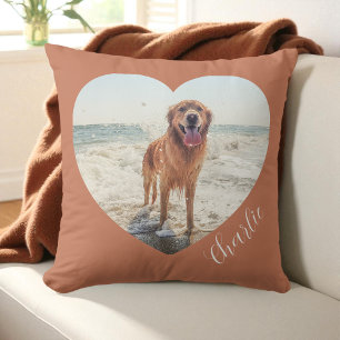 Coussin Cœur de terre cuite Photo Script Chien Personnalis