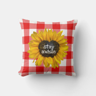 Coussin Coeur de tournesol sur Buffalo Plaid