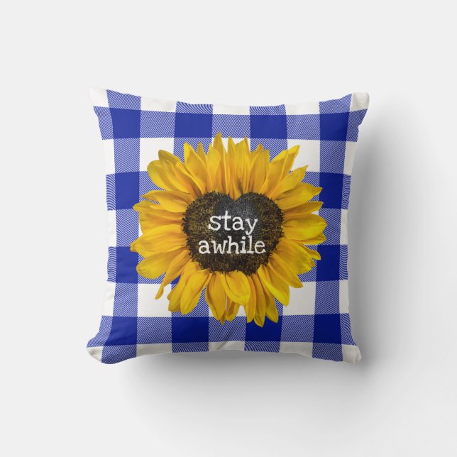 Coussin Coeur de tournesol sur Buffalo Plaid (Recto)