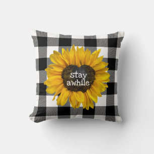 Coussin Coeur de tournesol sur Buffalo Plaid