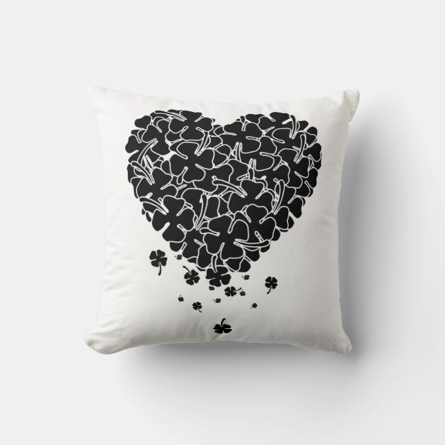 Coussin Coeur de trèfle noir (Recto)