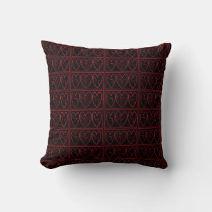 Coussin Coeur décoratif Coeur rouge Noir et blanc