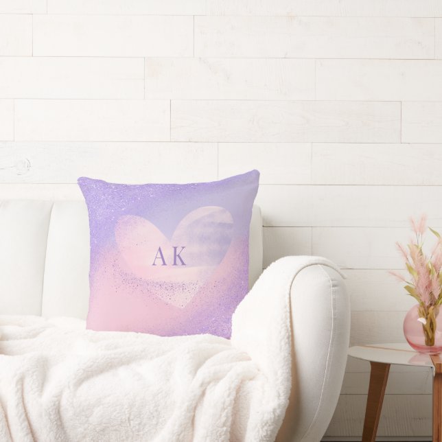 Coussin Cœur dégradé violet rose Monogramme  (Canapé)