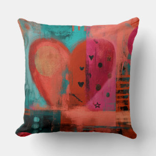 Coussin Cœur divisé Saint-Valentin Rose Rouge Graffiti