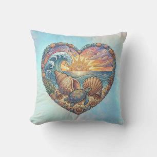 Coussin Cœur d'Océan Vague Côtière Tortue de Mer Plage Cou