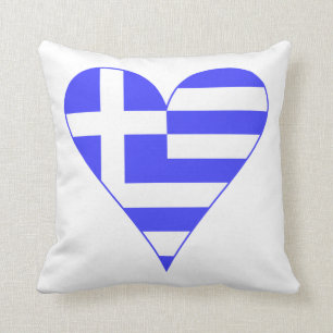 Coussin Coeur Drapeau Grec