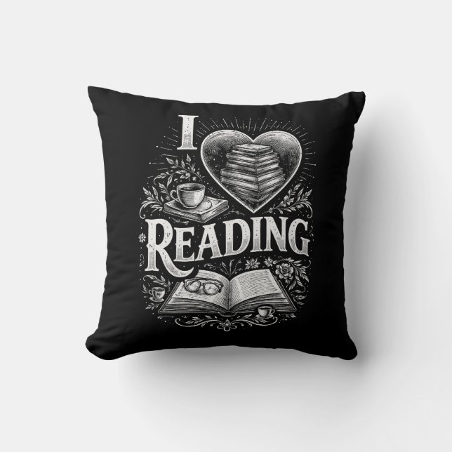 Coussin Cœur d'un amoureux des livres (Recto)
