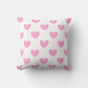 Coussin Cœur en pointillés rose barbe à papa sur fond blan