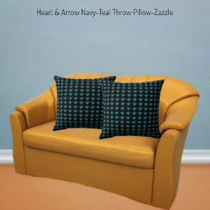 Coussin Coeur et flèche - Turquoise de la marine