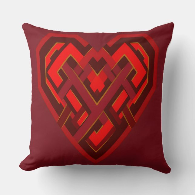 Coussin Cœur Interconnecté d'Amour – Géométrique Moderne (Recto)