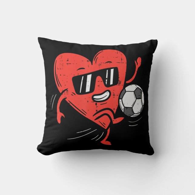 Coussin Coeur Jouer Soccer Valentines Jour Football Filles (Recto)
