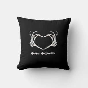 Coussin Coeur main squelette éffrayant avec "Happy Hallowe