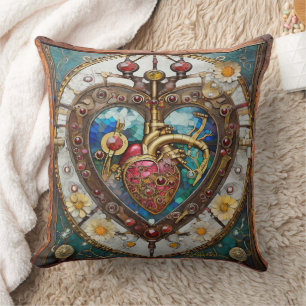 Coussin Cœur mécanique Anatomique Série Steampunk