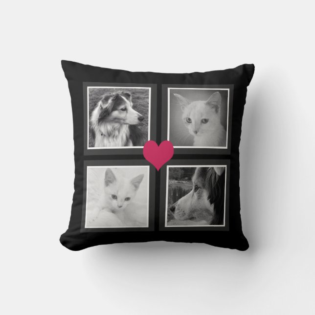 Coussin Coeur mignon de BFFs avec quatre photos (Recto)
