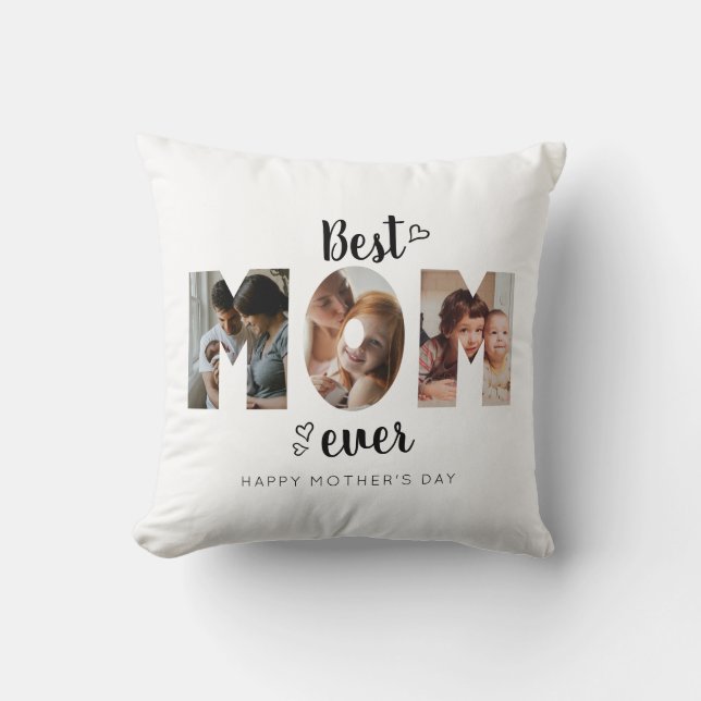 Coussin Coeur mignon Meilleure maman Ever 3 Photo Collage (Recto)
