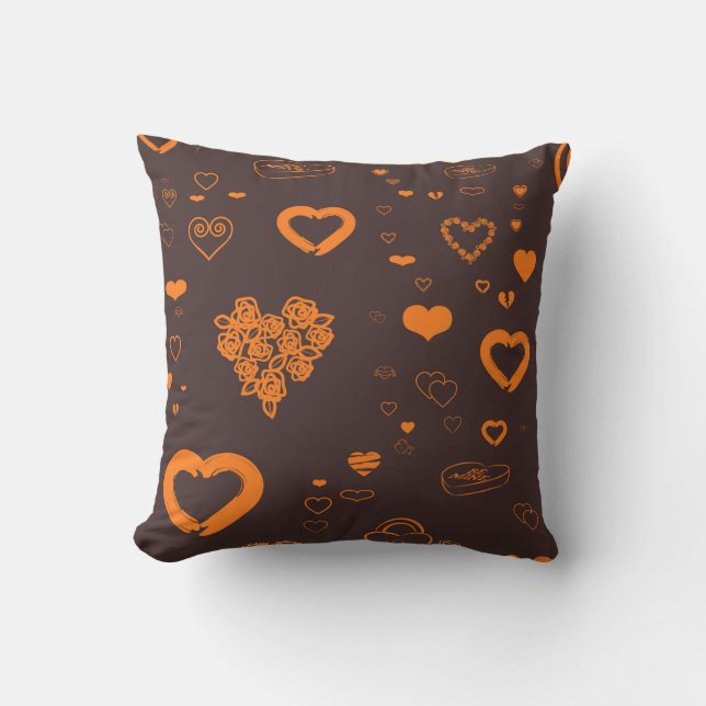 Coussin Coeur mignon Moderne Orange (Recto)