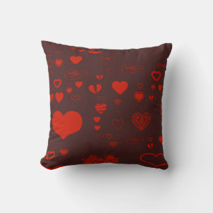 Coussin Coeur mignon Moderne Orange Rouge