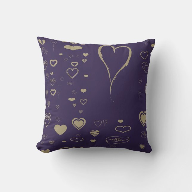 Coussin Coeur mignon moderne violet foncé (Recto)