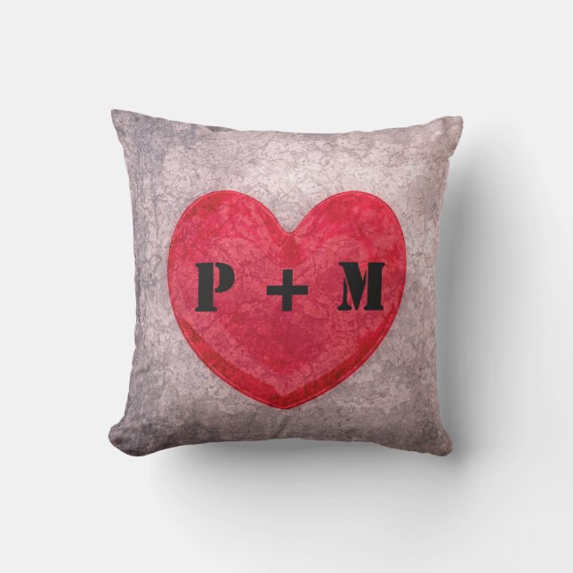Coussin Coeur monogramme en pierre (Recto)