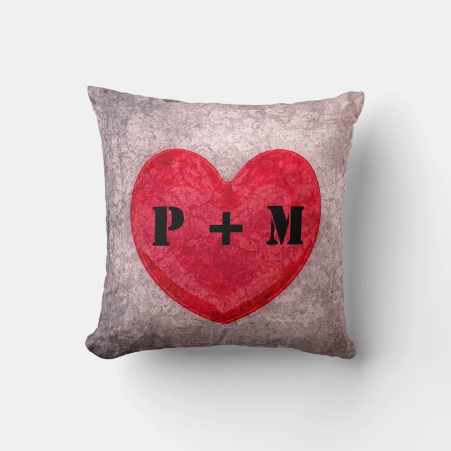 Coussin Coeur monogramme en pierre (Recto)