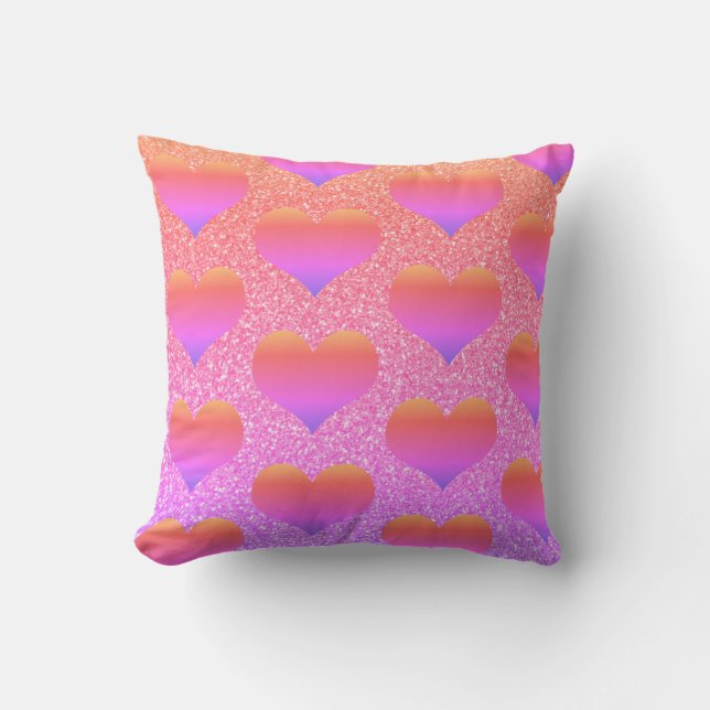 Coussin Coeur Motifs Valentine's Rose Gold Glittery mignon (Recto)