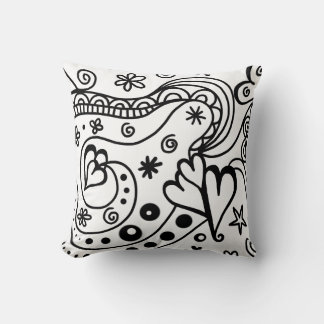 Coussin Coeur noir et blanc Abstrait